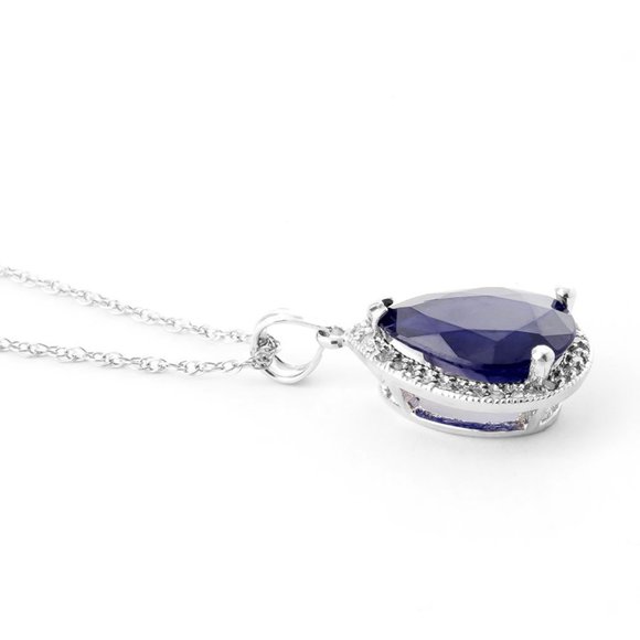 14K. SOLID GOLD NECKLACE DIAMONDS & SAPPHIRE - Picture 4 of 14